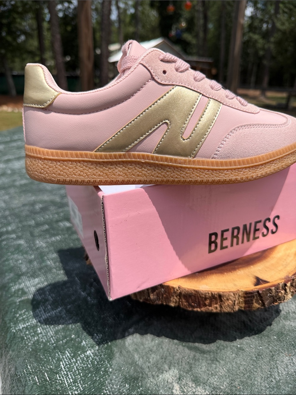 Women's Pink and Gold Low-Top Sneaker